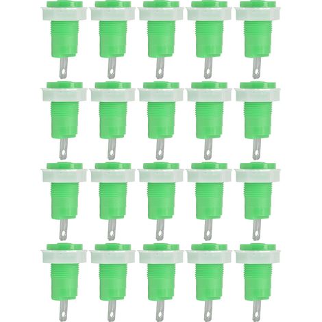 Lot de 20 adaptateurs bornes banane laiton soudure, bornier de mise à la terre 4mm 402 1KV 32A vert (1/5)