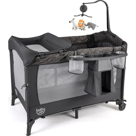 COSTWAY Lit Parapluie Bébé Pliable avec Matelas et Table à Langer (1/5)