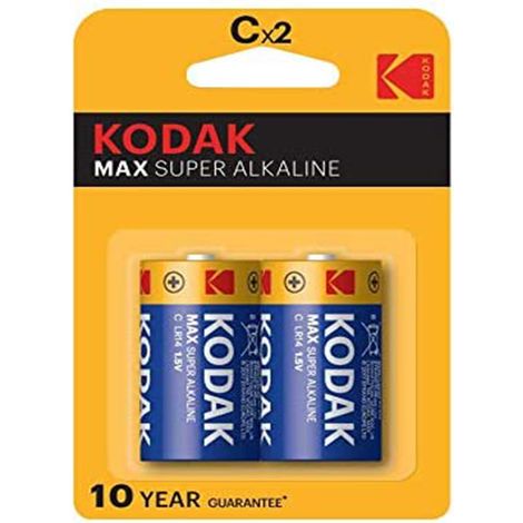 Batteria alcalina KODAK MAX C-2 (LR14), blister = 2 pezzi. (1/2)