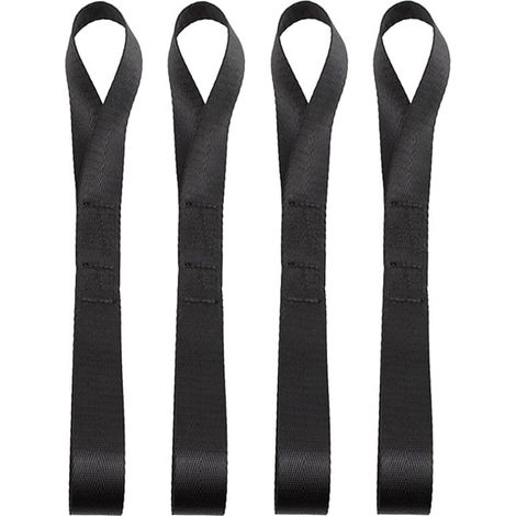 Pack of 4 Double Loops Lashing Loops Tie Down Straps Woven Nylon Strap - 800 kg Working Load, 25 x 400 mm Belt Loops for Motorcycle, ATV, UTV, Bike, Camping, Climbing, Suspension, Black (1/5)