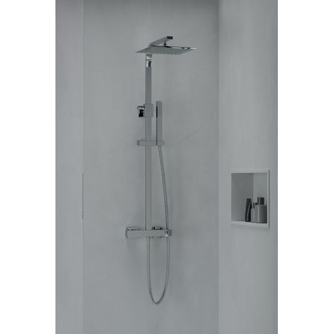 Columna de Ducha Luxor con termostática, Rociador acero inoxidable AISI304 de 25x25 cm. (1/3)