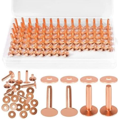 154 rivets en cuivre pour cuir, rivets lisses, sans bavures, veste en jean, ODIPIE (1/4)