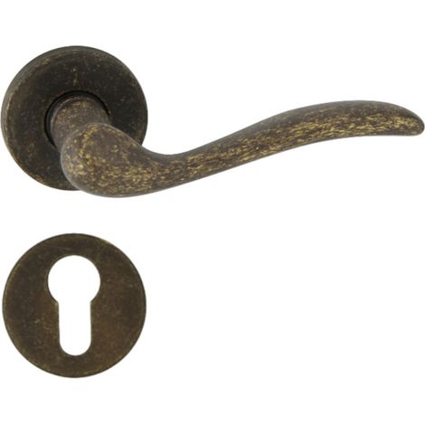 DOMINO Poignée de porte TULUZA R M75 PZ Poignée avec plaque PZ pour cylindre profilé Bronze antique