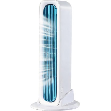 Bladeless tower fan with remote control, 3 wind speed settings, personal desktop fan (white) (1/5)