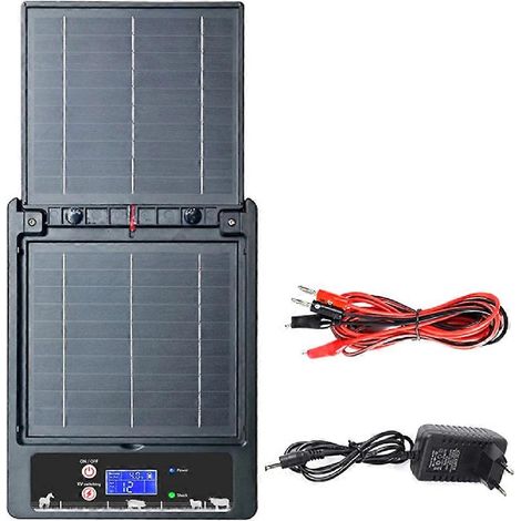 Solarelektrischer Zaunregler 10 km 2 J, 18.000 AH Batterie, einstellbare Spannung von 6 bis 12 kV, für die Vieh- und Geflügelhaltung (EU-Standard). (1/5)