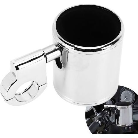 Universeller verchromter Getränkehalter für Motorradlenker, verstellbar von 22 bis 32 mm, auch für ATVs geeignet (1/5)