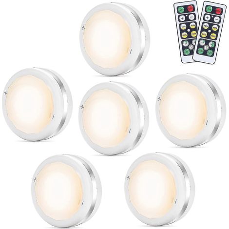 Lot de 6 spots LED muraux sans fil avec télécommande pour armoires, escalier, miroir, armoires de cuisine (w [jkw] (1/5)