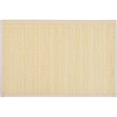 Six sets de table en bambou, mesurant chacun 30 x 45 cm, couleur naturelle. (1/5)
