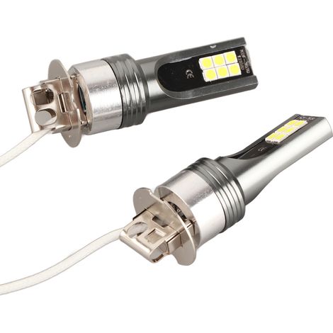 Paire de 2525 12LED Ampoules H3 pour Phare Auto, DC12V-24V, Blanc 6500K-7500K (1/5)