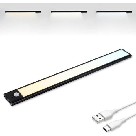 Tira de luces LED para armario con sensor de movimiento, recargable por USB-C, 3 temperaturas de color, luz LED para vestidor, luz para armario, regulable, tira magnética para armarios y pasillos, 40  (1/5)