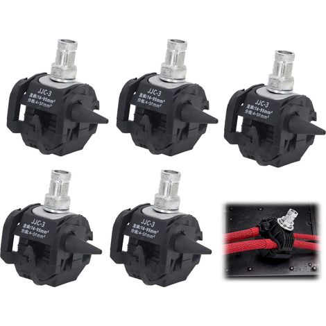 Connecteur de perçage d'isolation, 5 jeux de pinces sans pelage, Isolateurs de câbles haute et basse tension à finition étamée, connecteurs de perçage electrique aérien d'isolation (JJC-3) (1/5)