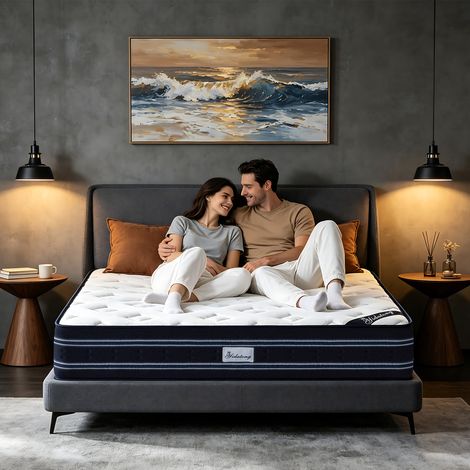 Matelas 90X200 cm, épaisseur 25 cm, favorise un sommeil profond,combinaison de ressorts ensachés indépendants et de mousse à mémoire de forme, hypoallergénique