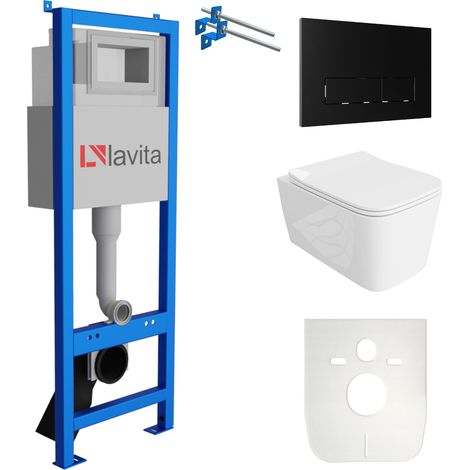 LAVITA WC Set mit Vorwandelement, Wand-WC und Spülknopf (1/5)