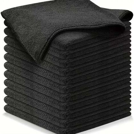 12 Mikrofasertücher – Premium-Qualität – Schwarz – 30 x 30 cm – Crezuo