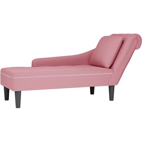 Chaiselongue mit Kissen und Rechter Armlehne Rosa Samt