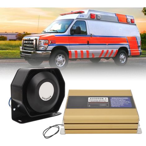 Sirène de 200 W, haut-parleur ultra-mince, microphone portatif sans fil, télécommande adaptée aux SUV, VTT, UTV, camions de pompiers, ambulances, camions, voitures de police (en surpoids). (1/5)
