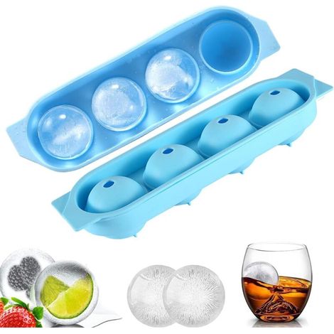 Set di 2 stampi per cubetti di ghiaccio in silicone con coperchio, grandi stampi per whisky, cocktail e birra, senza BPA, adatti per alimenti per neonati - Crezuo