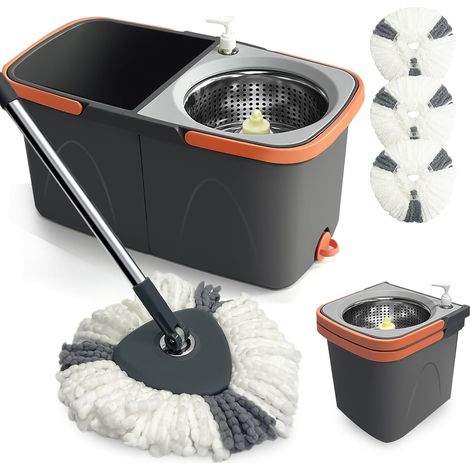 Balai à franges essoreur avec seau et tête pivotante à 360° (ensemble 2 en 1) (1/5)