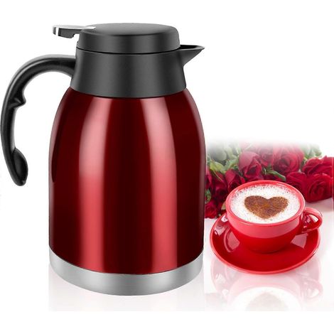 Carafe isotherme de 1,6 L (54 oz), en acier inoxydable, à double paroi sous vide, petite carafe pour conserver les boissons chaudes ou froides, café, (1/5)