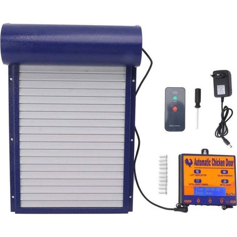 Automatic Chicken Coop Door, Programmable Automatic Chicken Coop Door, Powerd Metal Rolling Curtain Chicken Coop Door, Multi-Modes, with Light Sensor, Timer Control, Remote Control 100 (1/4)
