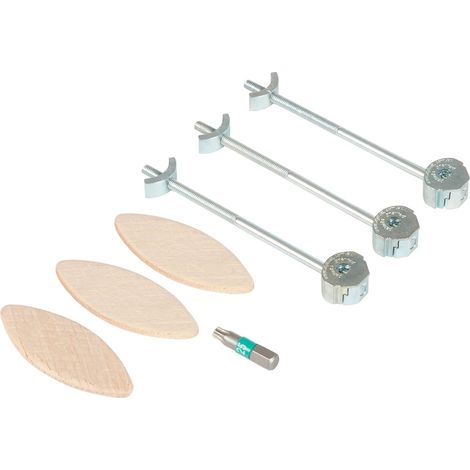 Trend Kit di Connettore per Piano di Lavoro Laminato Compatto ZIPBOLT, Spessore 12-15mm, Acciaio Zincato, Include Punte Torx T25 e Biscotti N.20, ZIP/20/100/3 (1/5)