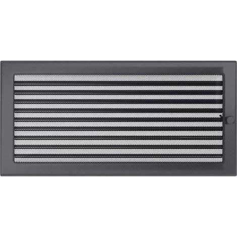 Griglia di ventilazione KRATKI con veneziane (lamelle)  22 x 45 cm  Grafite  Griglia di scarico per ventilazione camino  meccanicamente e resistente al surriscaldamento  Per ogni tipo di interno (1/5)