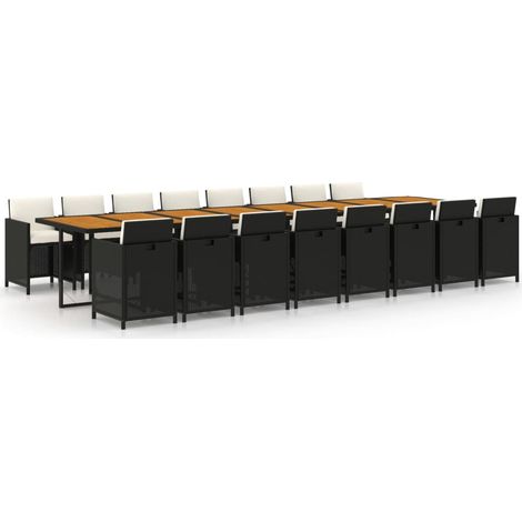 Maison Exclusive - Ensemble à manger de jardin 17 pcs coussins noir résine tressée (1/5)