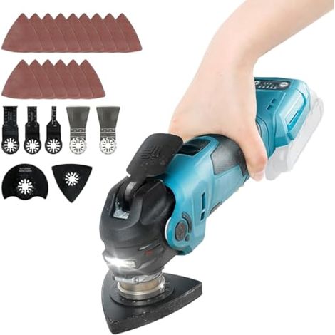 Outil multifonction oscillant sans fil pour batterie Makita 18 V, sans balais, angle d'oscillation de 4°, 5 vitesses variables, changement de lame sans outil pour ponçage, coupe, grattage, meulage (1/5)