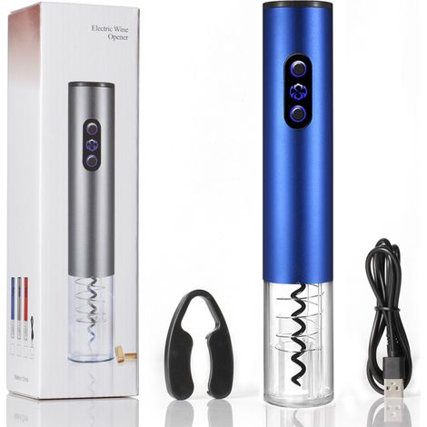 Tire-bouchon électrique rechargeable avec tire-bouchon automatique, coupe-capsule, cierge à vin, bouchon de vin tranquille (1/2)