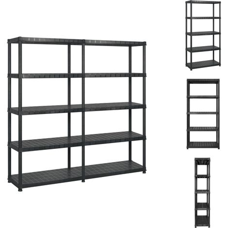 Industrieregale - Living Lagerregal mit 5 Böden Schwarz 183x45,7x185 cm Kunststoff (1/5)