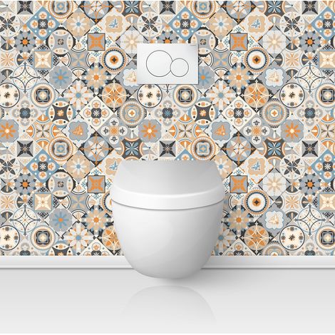 Crédence adhésive WC - Effet carreaux de ciment - 55x55 cm - Adhésif MAT (1/3)