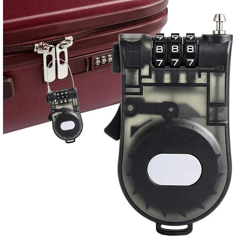 Antivol pour Bagages Cadenas à combinaison de sécurité à 3 chiffres,Antivol à rétractable de sécurité,Pour Vélo Trottinette Voyage Ski Jardin Camping Arrière-Cour Extérieur (1/5)