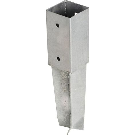Winox – Support - Pied à sceller pour poteau 9x9 cm – Acier galvanisé à chaud – Dimensions extérieures 95x95x350 mm – Fixation par 4 trous Ø 10 mm