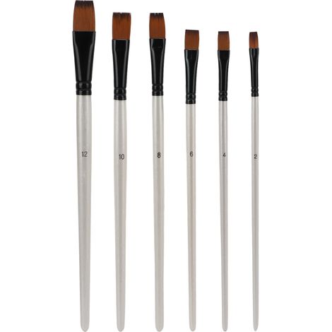 6Pcs Nylon Paintbrush Brush Durable Short Handle Hand Feels Comfortable Easy Clean Repeatedly Art SuppliesFlat Front (1/5)