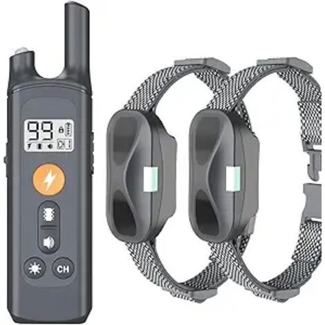 QORVA-Collier de dressage électrique pour chien avec télécommande, 4 modes de dressage, collier anti-choc rechargeable et étanche, portée ultra longue : 800 mètres (lot de 2)