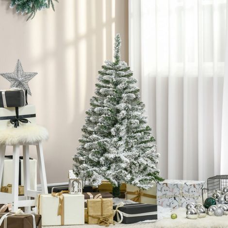 120cm Sapin de Noël artificiel, avec neige, 120 cm de haut, 200 branches, aiguilles, inspiré du sapin de Nordmann, très réaliste. (1/5)