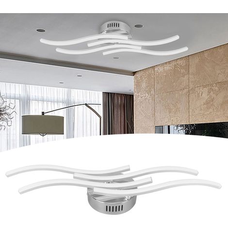Plafonnier LED 25 W avec 140 LED de diamètre, design nordique moderne et minimaliste ondulé, idéal pour les chambres, salons, bureaux et salles à manger. Certifications CE et RoHS. (1/5)