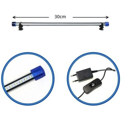 BARRA LED LAMPADA ACQUARIO IMPERMEABILE WATERPROOF IMMERSIONE LUCE BIANCA 30CM (1/2)