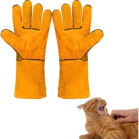 Gants de Protection Anti-morsure, Gants de Traitement des Animaux, Gants de Manipulation D'animaux, Gants de Travail en Cuir, Protégez Vos Mains des Morsures, 1 Paire (1/5)