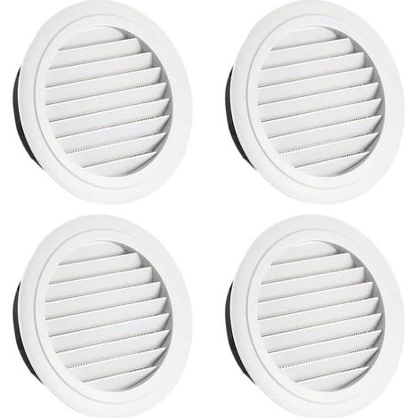 4 Piece Air Vent Grille 100 mm Air Vent Grille Round Air Vent Round Ventilation Grille Outdoor Protection Against Insect Protection White (1/5)