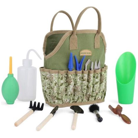 Kit de jardin succulente avec sac de rangement, mini outils de jardinage à la main, 14 outils pour bonsaï miniature pour plantation de fées. (1/5)