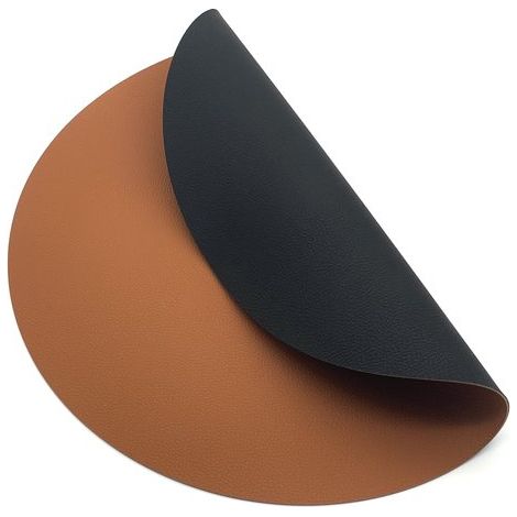 6 tovagliette di lusso effetto pelle, 6 pezzi, rotonde, nero/marrone, 38 cm, double-face, Kade 171 (1/5)