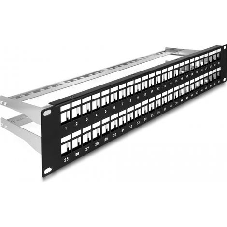 Delock Panel de ConexiÃ³n Keystone de 19 de 48 puertos con alivio de tensiÃ³n 2U negro