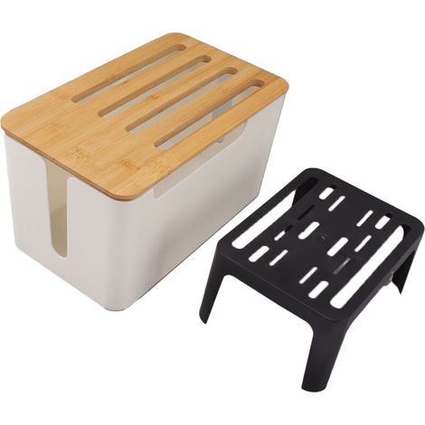 Router-Aufbewahrungsbox aus Bambus, WLAN-Organizer mit viel Stauraum und Deckel mit mehreren Löchern