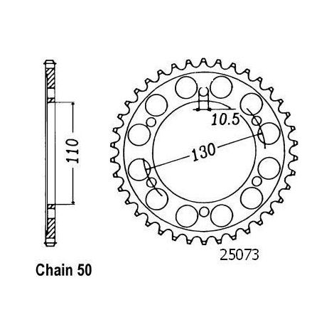 Couronne Acier Yamaha - 530 - 48 Dents - Similaire JTR479 - Made in Germany