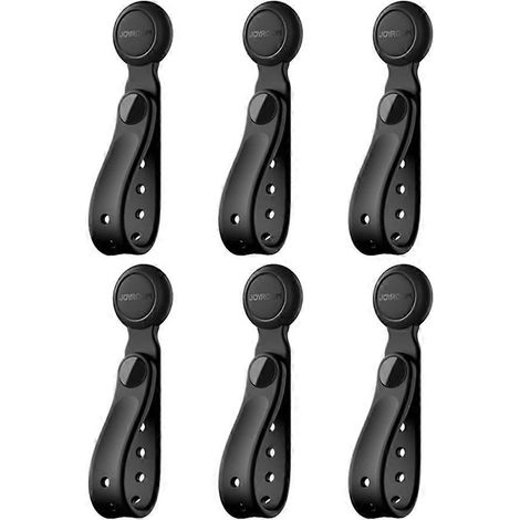 JOYROOM Lot de 6 attaches magnétiques pour câbles, organisateur de câbles, support de câbles, sangles auto-agrippantes réglables pour la maison, noir (1/5)
