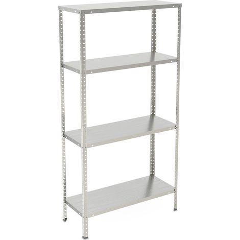 Relaxdays Metal Shelving Unit, 4 Tiers, Galvanised Steel, up to 160 kg, Heavy Duty, Storage, 150 x 75 x 30 cm, Silver (1/5)