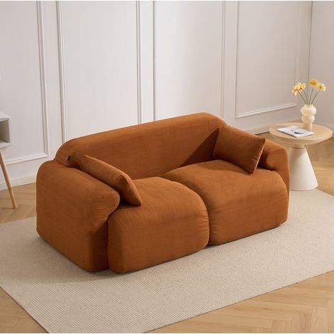 2-Sitzer-Sofa 186 x 95 x 76 cm aus braunem Cord, abgerundet für kleine Räume – MEUBLIV (1/5)