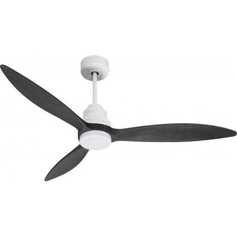 Tenerife - Super destratificateur et ventilateur DC 132 cm Blanc pales bois noir avec Lumière 25 à 35 m² (1/5)