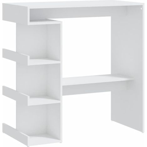 Table haute de bar étagère de rangement Blanc 100x50x101,5 (1/5)